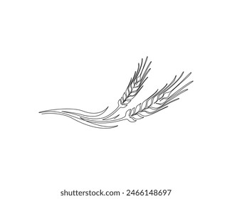 Continuous one line drawing of wheat. Barley or Rye outline vector illustration. Editable stroke.