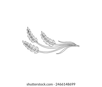 Continuous one line drawing of wheat. Barley or Rye outline vector illustration. Editable stroke.