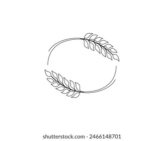 Continuous one line drawing of wheat. Barley or Rye outline vector illustration. Editable stroke.