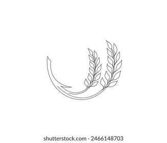 Continuous one line drawing of wheat. Barley or Rye outline vector illustration. Editable stroke.