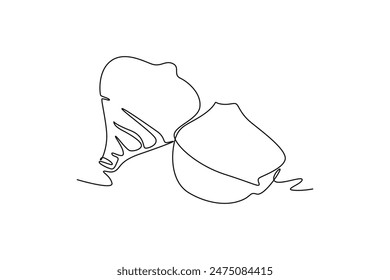 Continuous one line drawing whole and sliced healthy organic jicama for orchard logo identity. Fresh turnip vegetable concept for vegan farm icon. Single line draw design vector graphic illustration