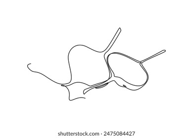 Continuous one line drawing of whole and sliced healthy organic jicama for orchard logo identity. Fresh yam vegetable concept for vegan farm icon. Single line draw design vector graphic illustration