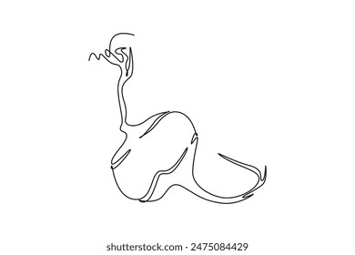 Continuous one line drawing one whole healthy freshness organic jicama for orchard logo identity. Fresh yam vegetable concept for vegan farm icon. Single line draw design vector graphic illustration