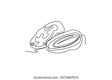Dibujo continuo de una línea de fechas de frutas orgánicas saludables de montón entero para la identidad del logotipo del huerto. Concepto de fruta de palma fresca para el icono del jardín de frutas. Ilustración gráfica de Vector de diseño de línea simple