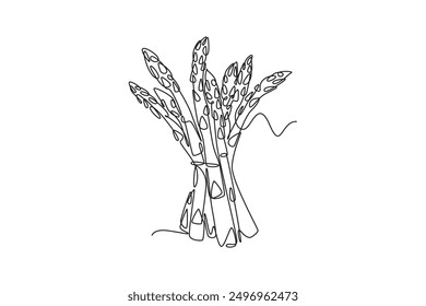 Continuous one line drawing of whole healthy freshness organic asparagus for garden logo identity. Fresh sparrow grass concept for vegetable icon. Single line draw design vector graphic illustration