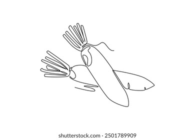 Línea continua que dibuja el rábano blanco orgánico sano entero para la identidad del logotipo de la agricultura o de la cocina. Icono vegetal fresco del concepto japonés daikon. Ilustración gráfica de Vector de diseño de línea única