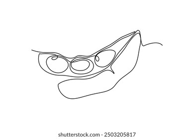 Continuous one line drawing of whole healthy organic green edamame for harvesting logo identity. Freshness Japanese pea concept for vegetable icon. Single line draw design vector graphic illustration