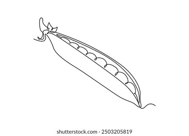 Continuous one line drawing whole healthy freshness organic green pea for farm logo identity. Fresh small spherical seed concept for vegetable icon. Single line draw design vector graphic illustration