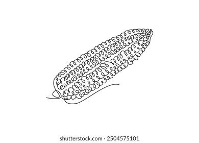 Continuous one line drawing whole peeled healthy freshness organic corn crop for farm logo identity. Fresh maize concept for starchy vegetable icon. Single line draw design vector graphic illustration