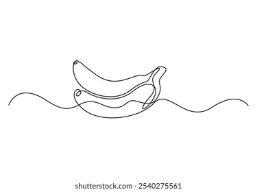 Continuous one line drawing whole bunch healthy organic bananas. Fresh summer tropical fruitage concept fruit garden