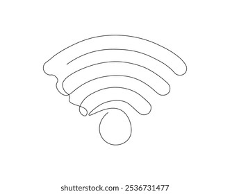 Kontinuierliche einzeilige Zeichnung des Wi-Fi-Signals. Einzeilige Zeichnung des Internetsignal-Hotspots. Internet, Netzwerk, drahtlose Konzeptlinie Art. Editierbare Skizze