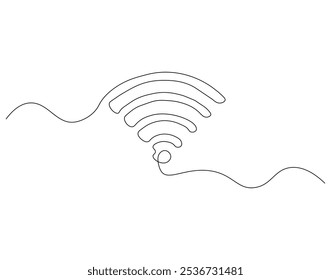 Kontinuierliche einzeilige Zeichnung des Wi-Fi-Signals. Einzeilige Zeichnung des Internetsignal-Hotspots. Internet, Netzwerk, drahtlose Konzeptlinie Art. Editierbare Skizze