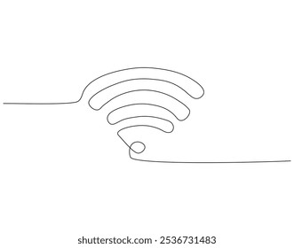 Kontinuierliche einzeilige Zeichnung des Wi-Fi-Signals. Einzeilige Zeichnung des Internetsignal-Hotspots. Internet, Netzwerk, drahtlose Konzeptlinie Art. Editierbare Skizze