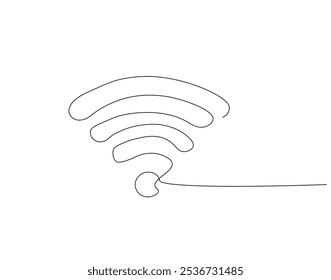 Kontinuierliche einzeilige Zeichnung des Wi-Fi-Signals. Einzeilige Zeichnung des Internetsignal-Hotspots. Internet, Netzwerk, drahtlose Konzeptlinie Art. Editierbare Skizze