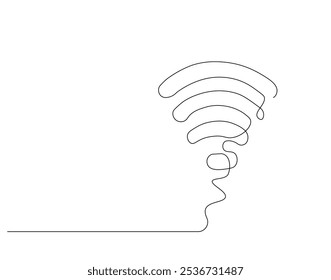 Kontinuierliche einzeilige Zeichnung des Wi-Fi-Signals. Einzeilige Zeichnung des Internetsignal-Hotspots. Internet, Netzwerk, drahtlose Konzeptlinie Art. Editierbare Skizze