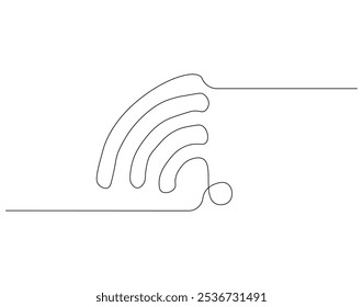 Kontinuierliche einzeilige Zeichnung des Wi-Fi-Signals. Einzeilige Zeichnung des Internetsignal-Hotspots. Internet, Netzwerk, drahtlose Konzeptlinie Art. Editierbare Skizze