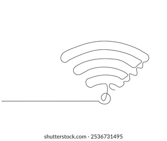 Kontinuierliche einzeilige Zeichnung des Wi-Fi-Signals. Einzeilige Zeichnung des Internetsignal-Hotspots. Internet, Netzwerk, drahtlose Konzeptlinie Art. Editierbare Skizze