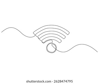 Continuous one line drawing of WIFI signal. One line drawing illustration of wifi signal for internet. World telecommunication day concept single line. Editable outline