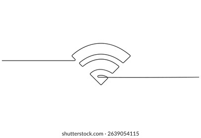 Continuous one line drawing of WIFI signal. One line drawing illustration of  wifi signal for internet. World telecommunication day,  hotspot for UI and mobile applications in simple linear style