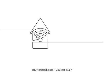 Continuous one line drawing of WIFI signal. One line drawing illustration of  wifi signal for internet. World telecommunication day,  hotspot for UI and mobile applications in simple linear style