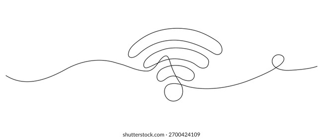 Continuous one line drawing of Wi-Fi signal. Continuous one line drawing of WIFI signal vector illustration. Editable stroke