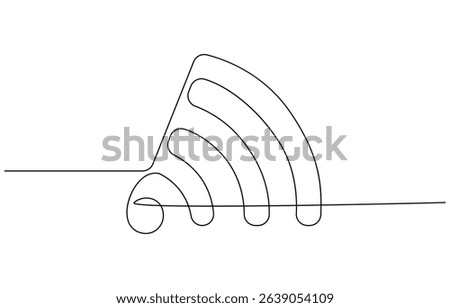 Continuous one line drawing of WIFI signal. One line drawing illustration of  wifi signal for internet. World telecommunication day,  hotspot for UI and mobile applications in simple linear style