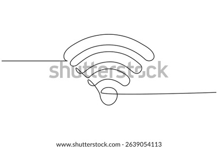 Continuous one line drawing of WIFI signal. One line drawing illustration of  wifi signal for internet. World telecommunication day,  hotspot for UI and mobile applications in simple linear style