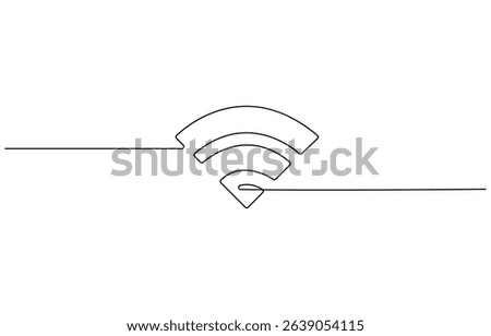 Continuous one line drawing of WIFI signal. One line drawing illustration of  wifi signal for internet. World telecommunication day,  hotspot for UI and mobile applications in simple linear style