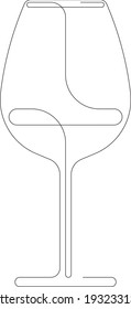 Dibujo continuo de una línea de vidrio de vino. Ilustración vectorial aislada en fondo blanco. Diseño minimalista del elemento de bebida.