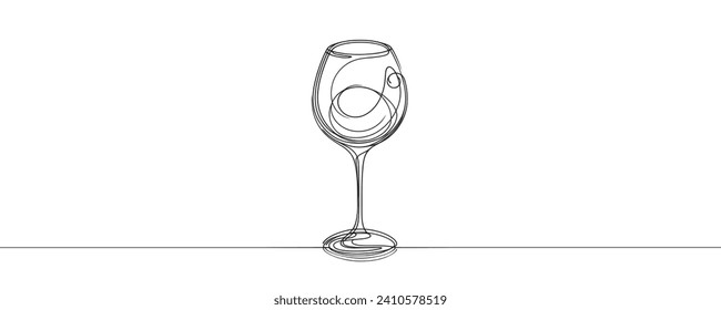 Continuous one line drawing. Wine glass. Vector illustration