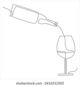 Dibujo continuo de una línea de dibujo de la línea de botellas de vino ilustración vectorial