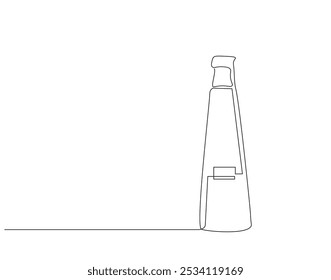 Dibujo continuo de una línea de botella de vino. Ilustración de dibujo de una línea de botella de vino. Concepto del día mundial del vino de una sola línea. Esquema editable