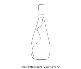 Continuous one line drawing of wine bottle. One line drawing illustration of wine bottle. World wine day concept single line. Editable outline
