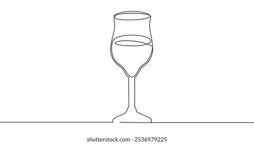 Continuous one line drawing of Wine glass. Editable stroke Vector illustration