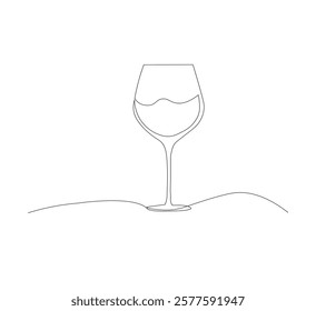 Continuous one line drawing of wine glasses. Champagne toast and cheers in simple linear style.white background Doodle one line vector illustration