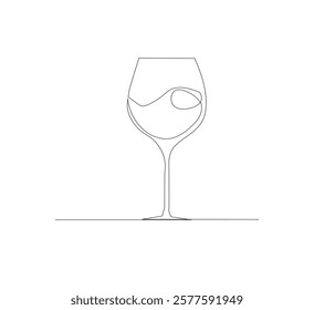 Continuous one line drawing of wine glasses. Champagne toast and cheers in simple linear style.white background Doodle one line vector illustration