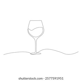 Continuous one line drawing of wine glasses. Champagne toast and cheers in simple linear style.white background Doodle one line vector illustration