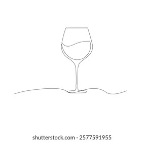 Continuous one line drawing of wine glasses. Champagne toast and cheers in simple linear style.white background Doodle one line vector illustration