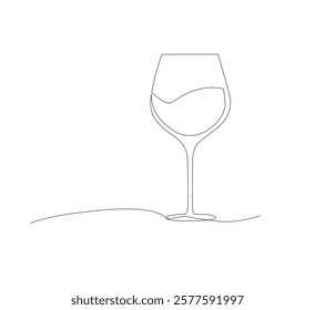 Continuous one line drawing of wine glasses. Champagne toast and cheers in simple linear style.white background Doodle one line vector illustration