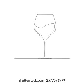 Continuous one line drawing of wine glasses. Champagne toast and cheers in simple linear style.white background Doodle one line vector illustration