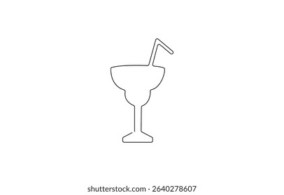 Continuous one line drawing of wine glasses. Champagne toast and cheers in simple linear style,  one line drawing of cocktail martini glass. Continuous line draw of alcoholic drink vector.
