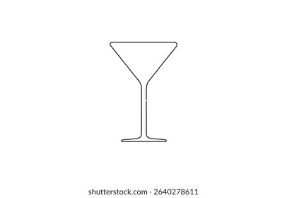 Continuous one line drawing of wine glasses. Champagne toast and cheers in simple linear style,  one line drawing of cocktail martini glass. Continuous line draw of alcoholic drink vector.