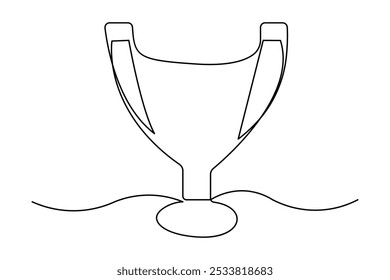 Continuous one line drawing of Winner trophy isolated on white background