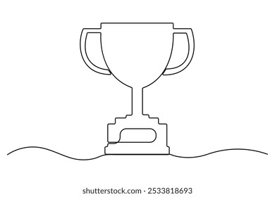 Dibujo continuo de una línea del trofeo del ganador aislado en el fondo blanco