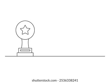 Dibujo continuo de una línea de la competencia ganadora de la copa del trofeo. Ilustración vectorial