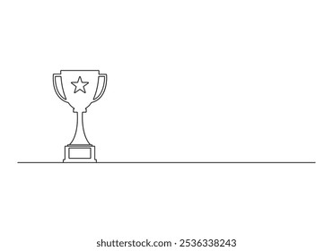 Continuous one line drawing of winner trophy cup competition. Vector illustration
