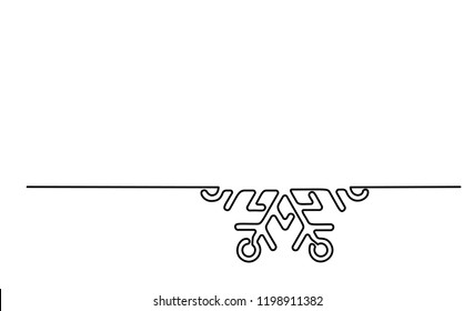 Continuous one line drawing. Winter Christmas holiday snowflake . Vector illustration