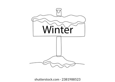 Continuous one line drawing Winter activities. Winter concept. Doodle vector illustration.
