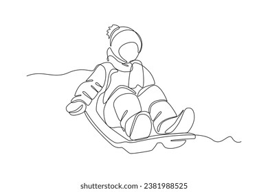 Continuous one line drawing Winter activities. Winter concept. Doodle vector illustration.