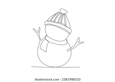 Continuous one line drawing Winter activities. Winter concept. Doodle vector illustration.